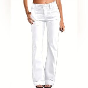 Women's White Flared Pants - Sz S
